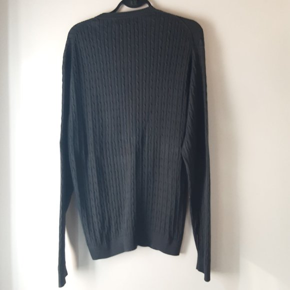 Weir Golf Men's Black Silk & Cotton Crewneck Cable Knit Sweater Large - Picture 5 of 11